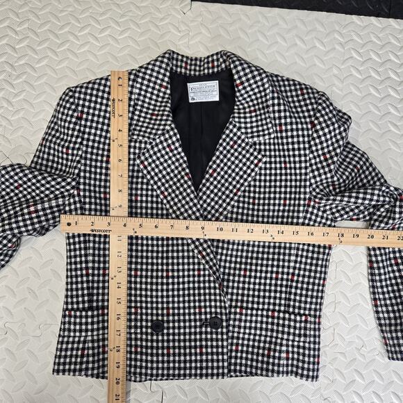 Vintage Miss Pendleton Virgin Wool Skirt Suit 2PC Women 10 Small Black White Red - Picture 11 of 13